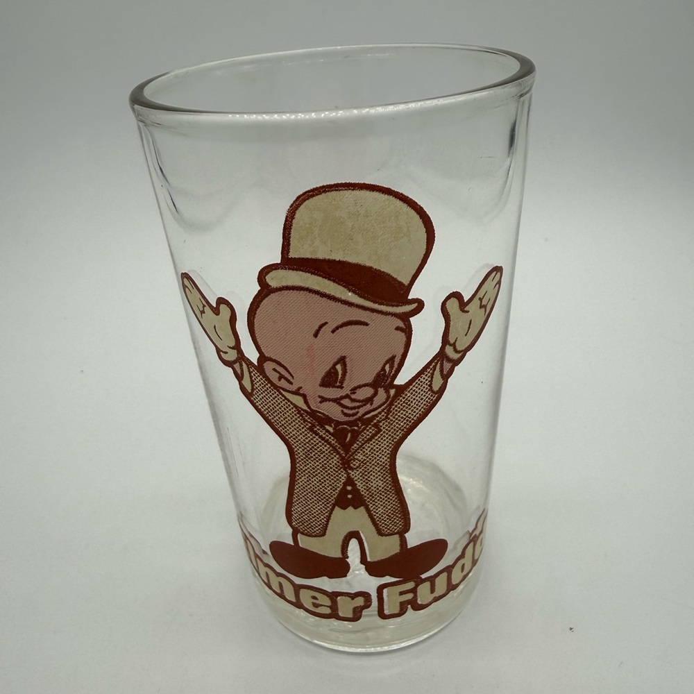 Vintage 1976 Looney Tunes Elmer Fudd Juice Drinking Glass Warner Bros Sylvester